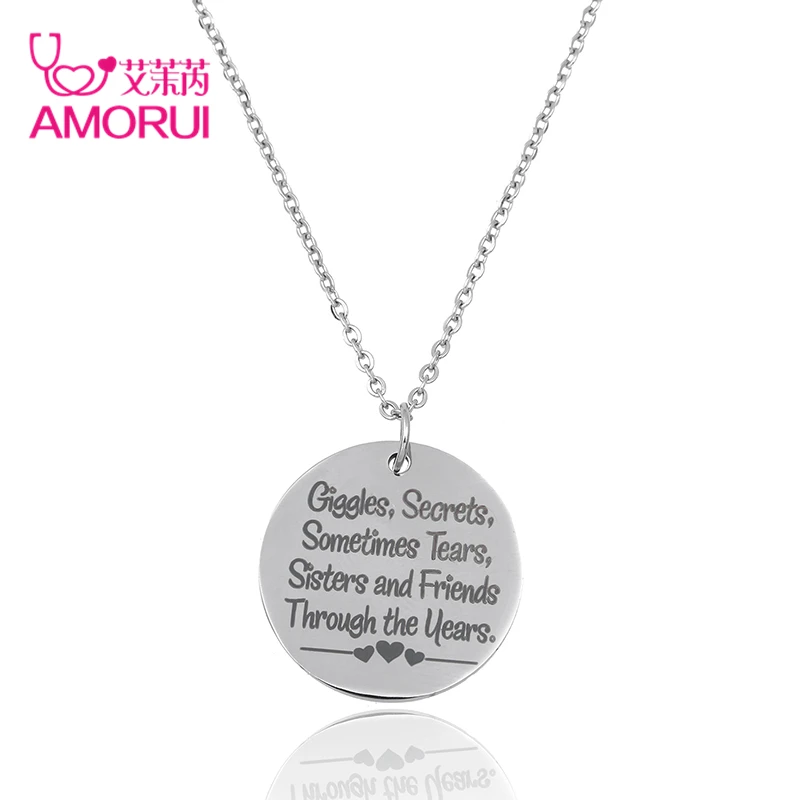 AMORUI серебро Цвет сестры и лучшие друзья массивный цепочка колье ожерелье