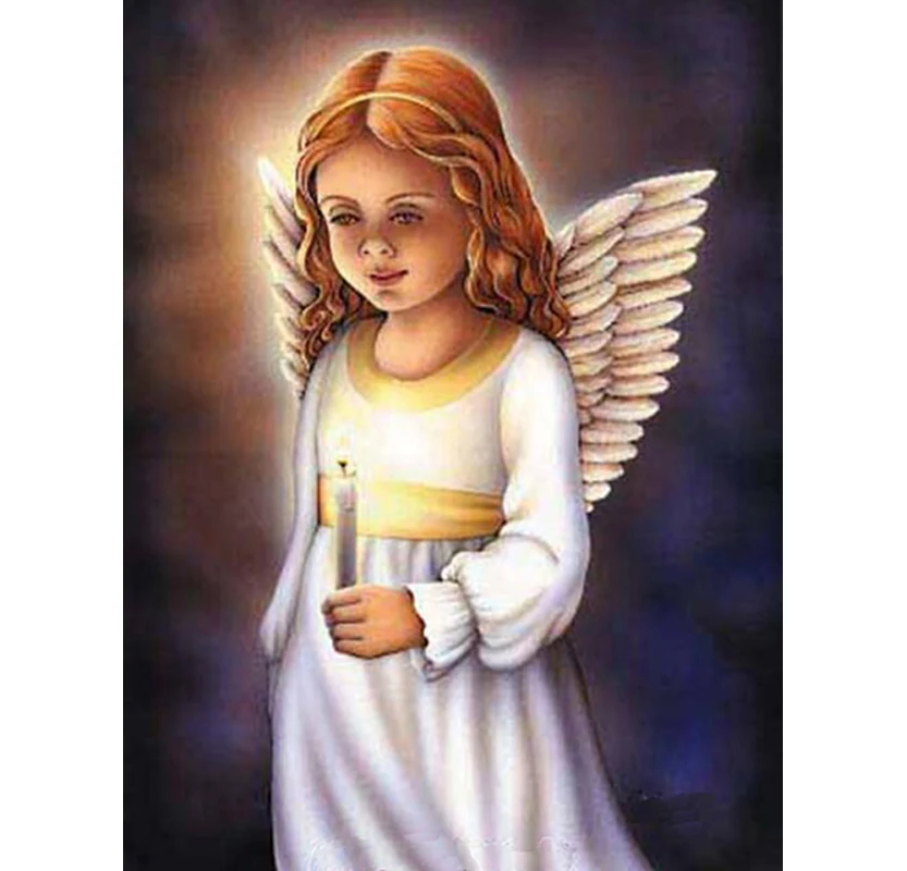 

YIKEE Embroidery Diamond Angel Kids Full Square/Round Drill Diamond Painting Wedding Picture Of Rhinestones Beadwork y1417