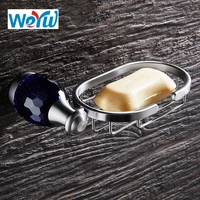 weyuu soap dish on the wall luxury blue crystal soap holders basket stainless steel bathroom accessories brushed nickel