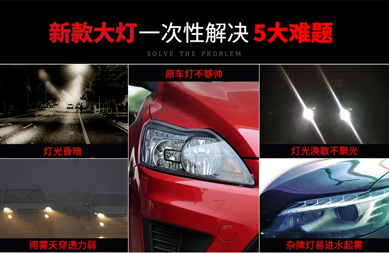 Автомобильный стильный головной светильник s для Ford Focus 2009-2011 светодиодный головной светильник для фокусировки Головной фонарь светодиодный дневной ходовой светильник светодиодный DRL Bi-Xenon HID