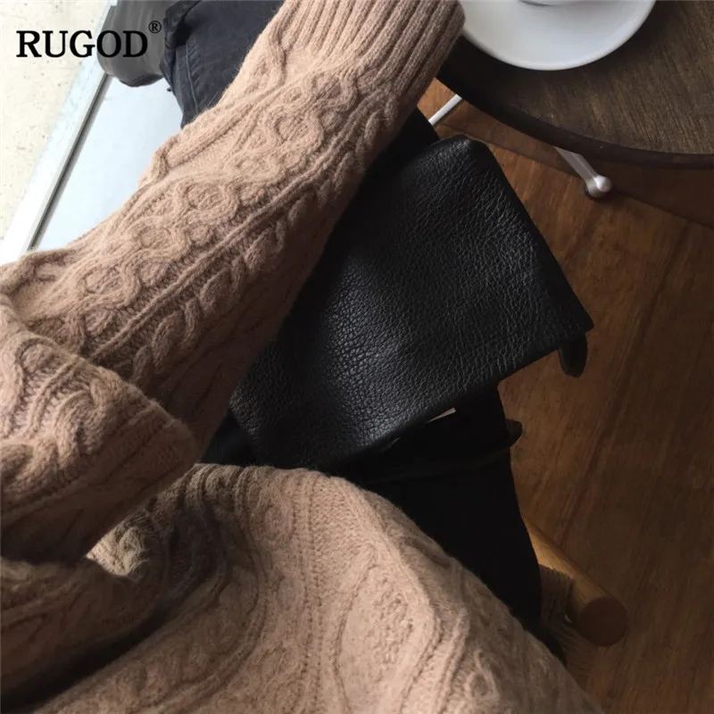 RUGOD Solid Vintage Women Pullovers Thick Casual O-Neck Knitted Elegant Sweaters Tops sueter mujer invierno 2018 | Женская одежда