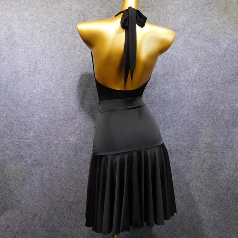 Новая ярко розовая юбка для латиноамериканских танцев женщин черная