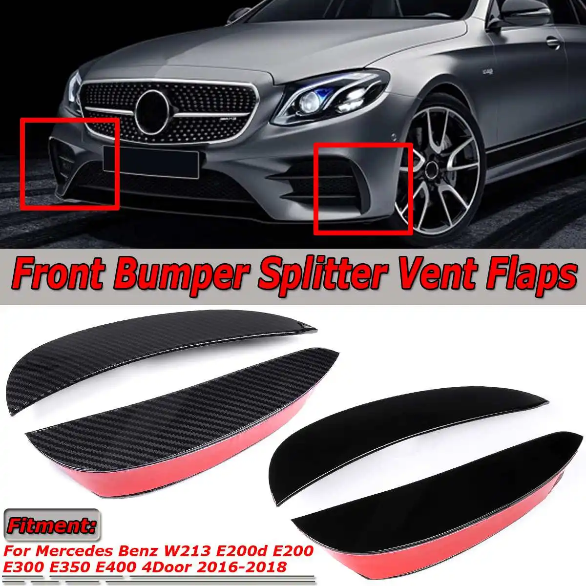 Пара передний бампер автомобиля для губ Spolier для Mercedes для Benz E Class W213 E200d E200 E300 E350 E400 4Dr Для AMG