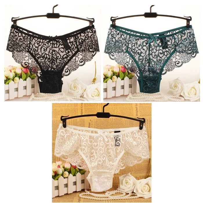 black green white Размера плюс S/XL модные высококачественные женские трусики Прозрачное нижнее белье женские кружевные мягкие трусики сексуальное женское нижнее белье - Цвет: black green white