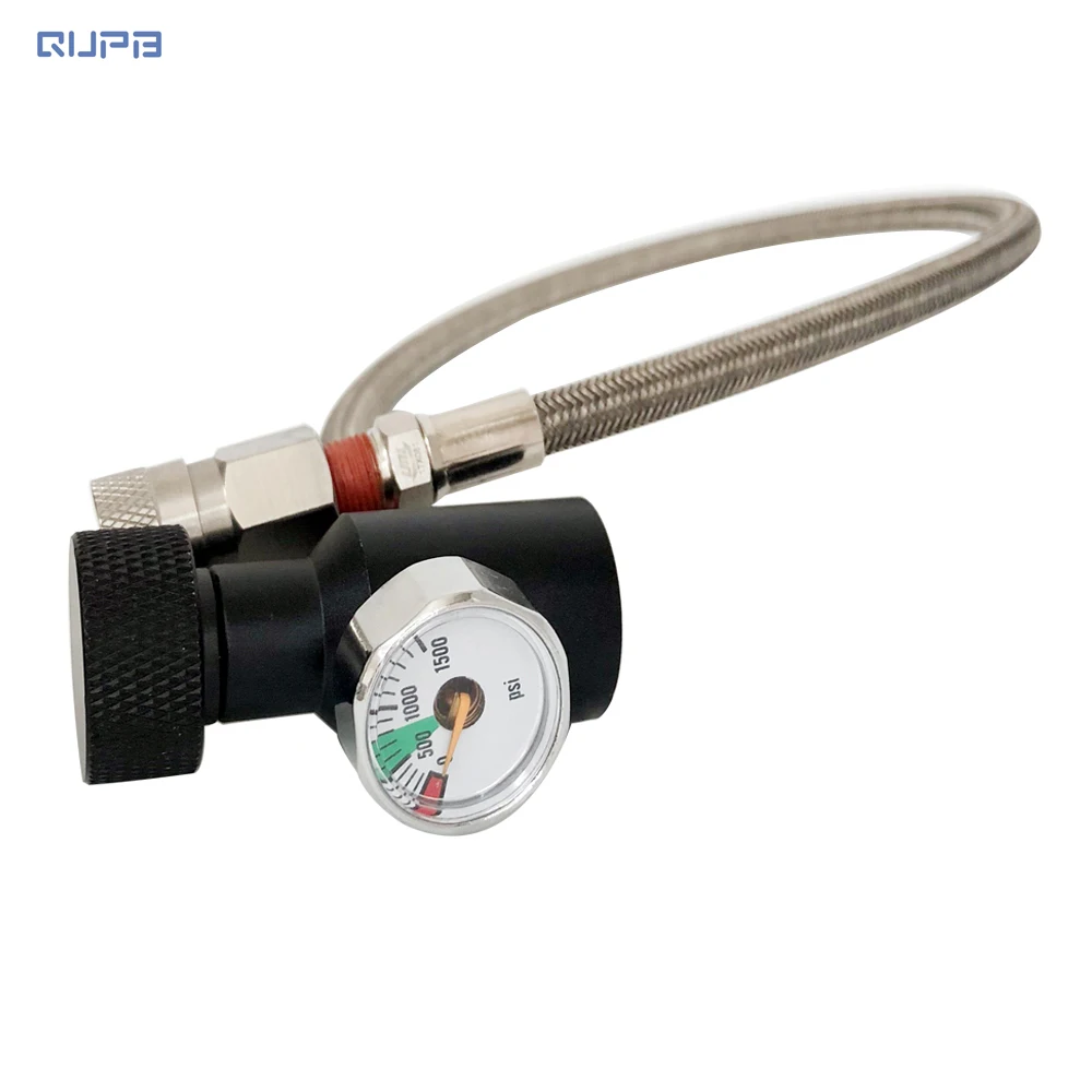 Клапан вкл/выкл QUPB PCP ASA с манометром 1/8NPT и резьбой шланга для газового цилиндра HPA