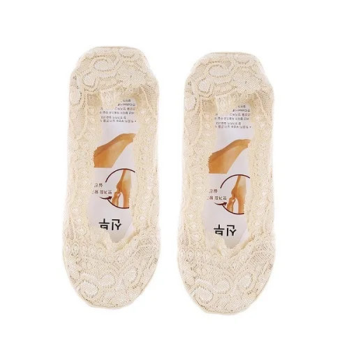 khaki Socks Модные женские носки, летние женские хлопковые кружевные короткие женские нескользящие носки с невидимой подкладкой, короткие носки для женщин - Цвет: khaki Socks