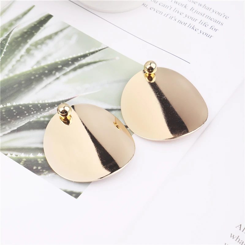 Трендовая большая круглая капля серьга для женщин золотого и серебряного цвета