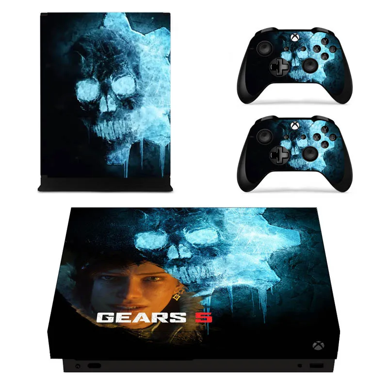 Полный набор лицевых пластин кожи наклейки GEARS 5 для Xbox One X консоли и два контроллера - Цвет: YSX1X1313