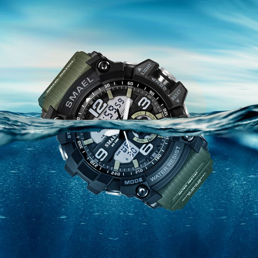 Мужские наручные часы спортивные в стиле G с эффектом ударов цифровые армейские