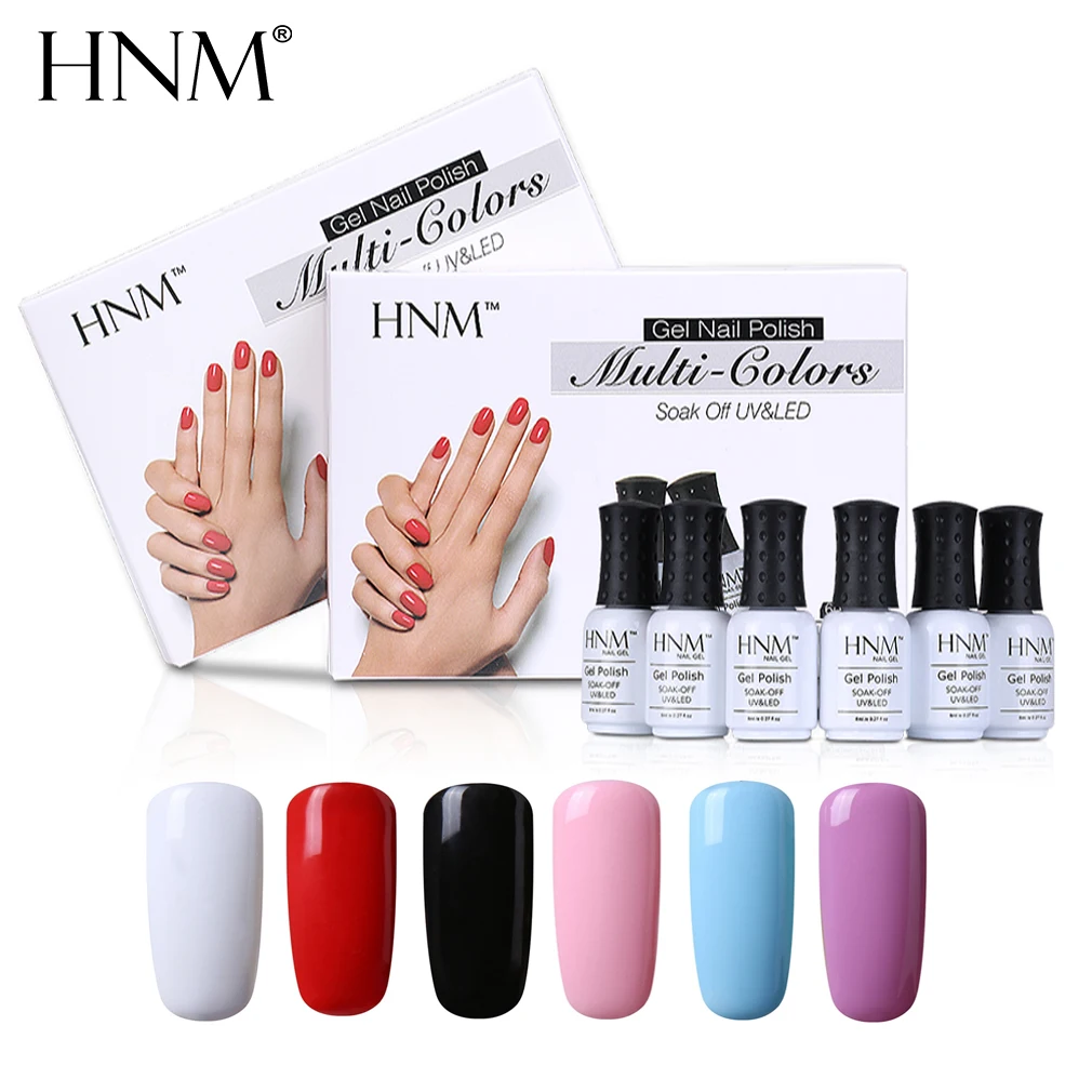 HNM Набор подарочных коробок лак для дизайна ногтей гибридный с эмалью рукоделия 6