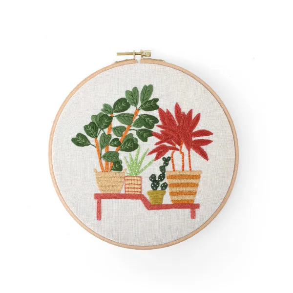 Современные DIY Вышивка завод Monstera кактус рукоделие крестиком набор хлопок вышивка живопись обруч домашний декор - Цвет: 06 No Hoop