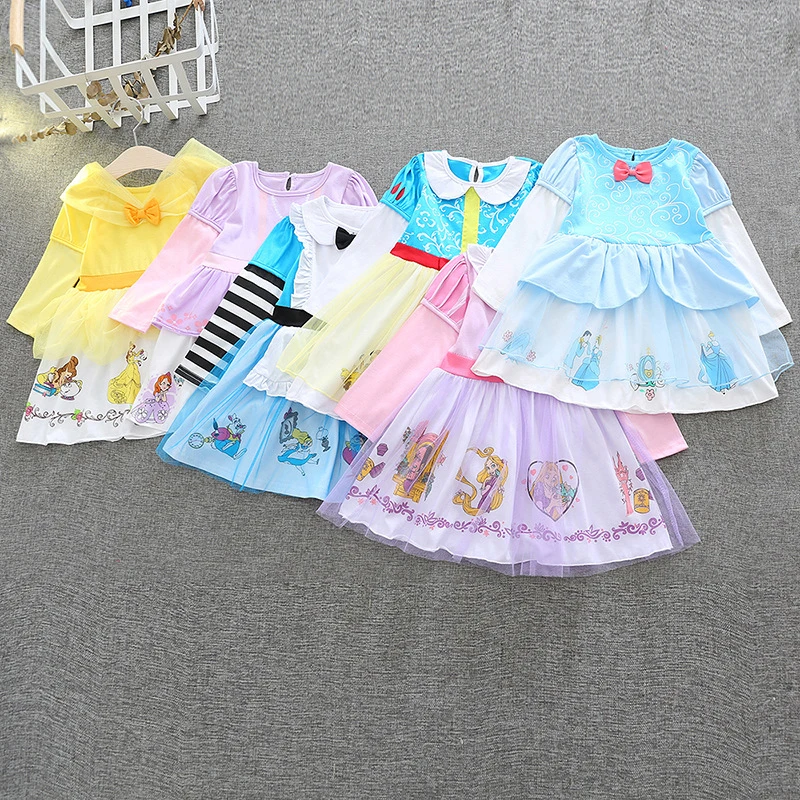 Girls Dresses Princess Belle Elsa Snow White Dress Children Party Cosplay New Years Costume Stage Fantasy Clothes Tutu | Детская одежда