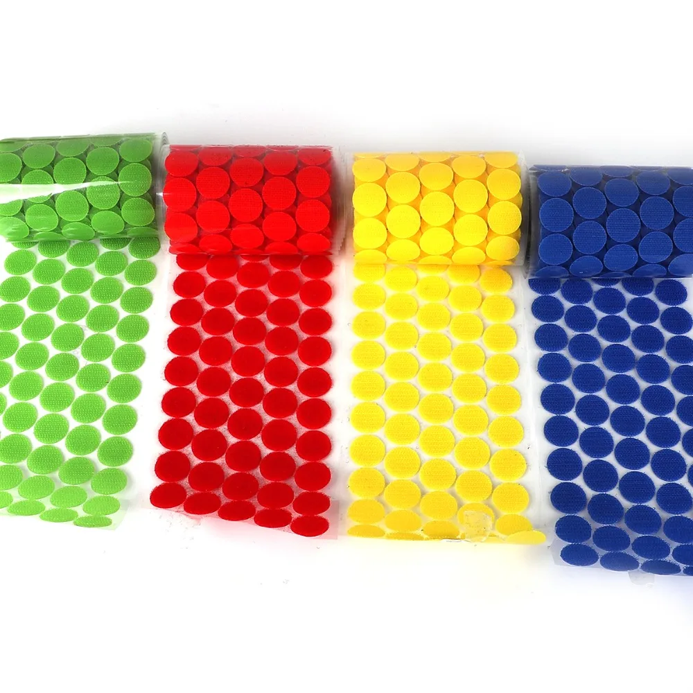 100 пар 20 мм Высококачественная клейкая крепежная лента круглые крючки и петли