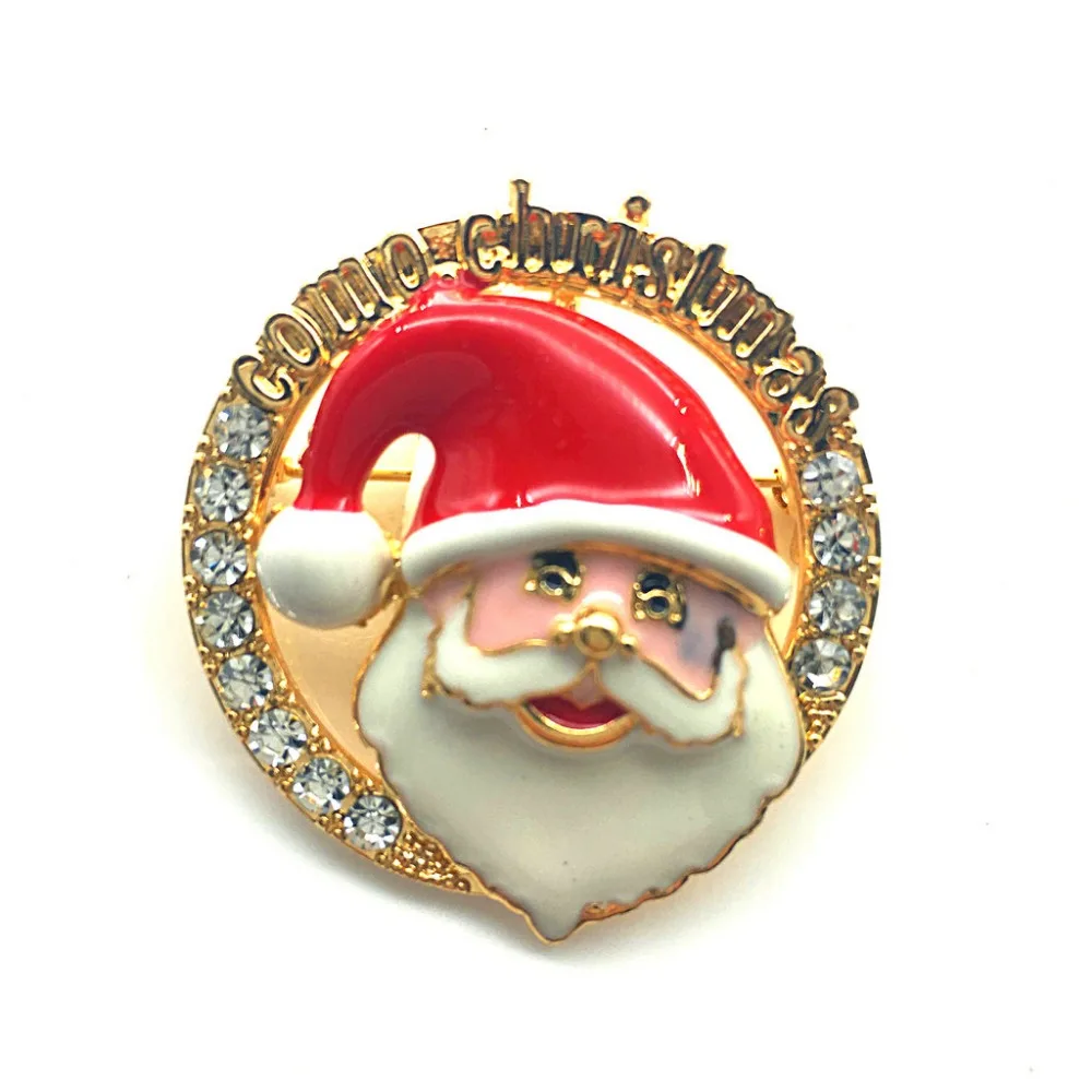 

Round Santa Rhinestone Brooch Christmas Jewelery Gift QS-009