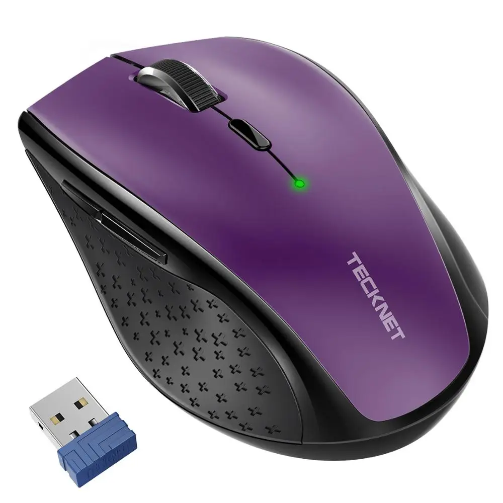TeckNet USB оптическая беспроводная мышь 2,4G приемник 4800 dpi регулируемая USB 2,0 Компьютерная мышь эргономичная мышь для ноутбука ПК мышь - Цвет: Фиолетовый