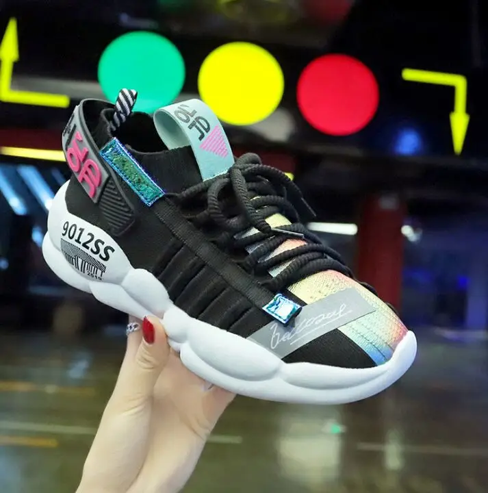 Кроссовки женские массивные на платформе 5 см Вулканизированная толстая подошва