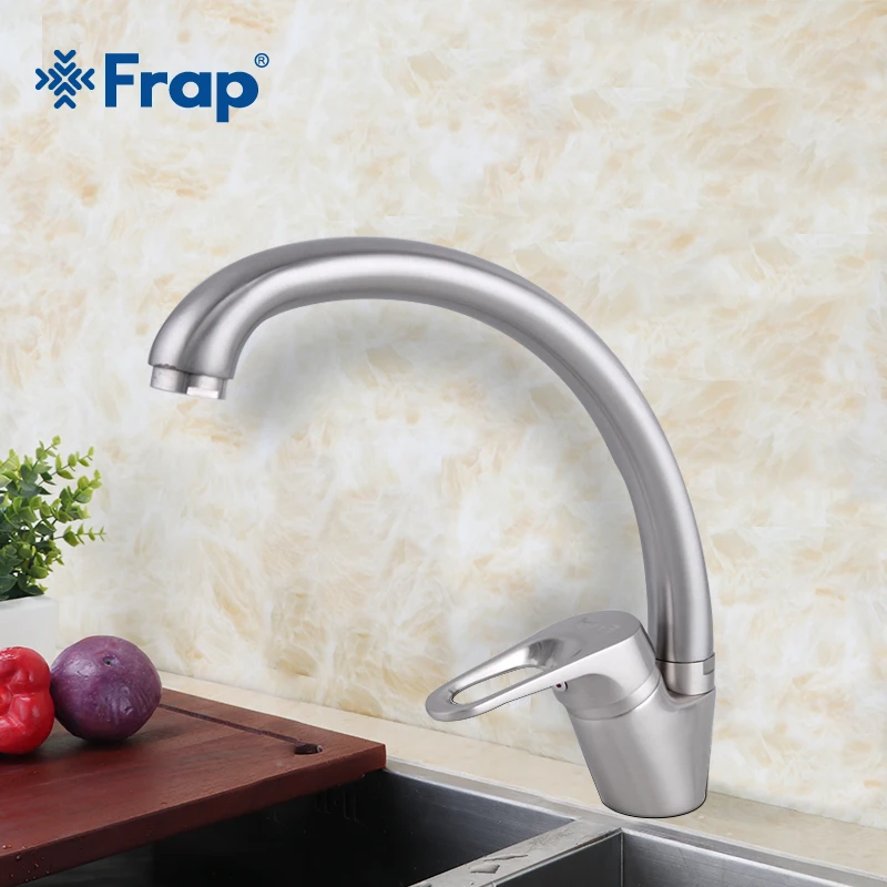 Современный домашний кухонный кран Frap, кран для холодной и горячей воды, кухонный кран с одной ручкой, матовый никель, 360 градусов, поворотный F4113-5