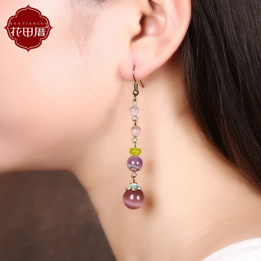 Retro Ethnic Cat Eye Imitation Stone Purple Crystal Fashion Jewelry For Women Vintage Wedding Party Accessories EZ-17019 | Украшения и