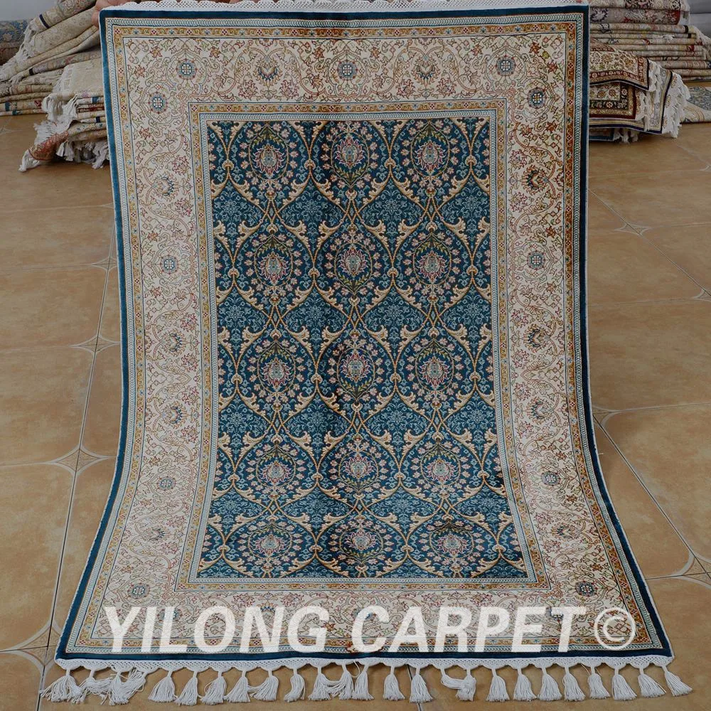Yilong 3 5 &quotx 2&quot Античный Восточный темно синий ковер изысканный ручной Узелок hereke
