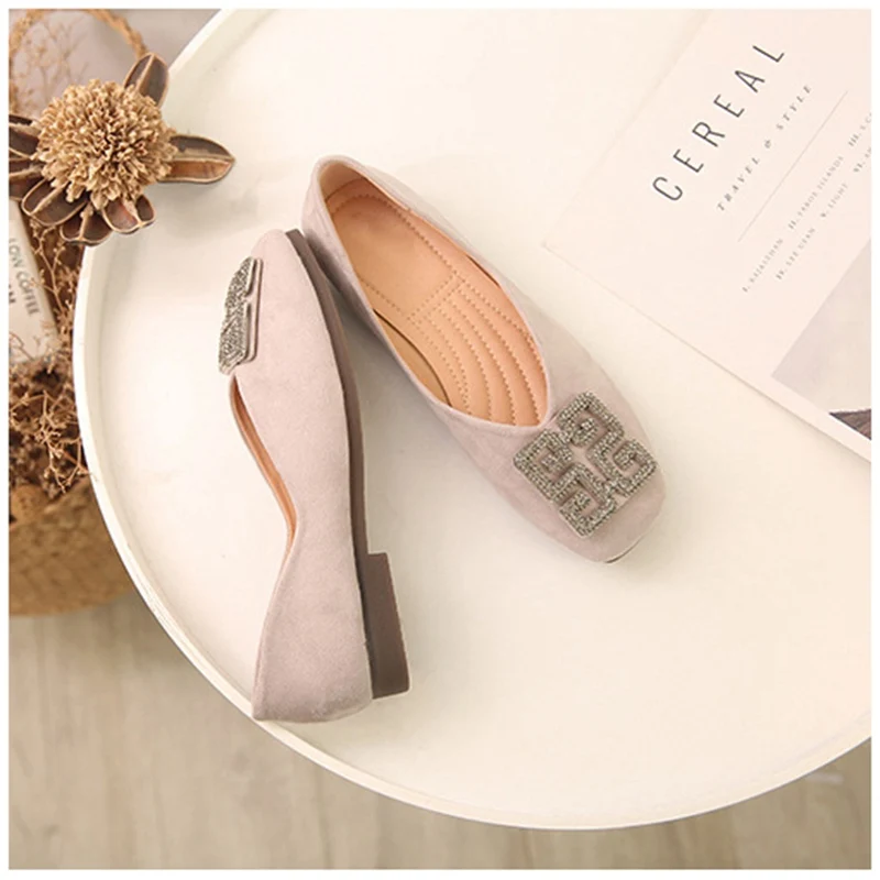 apricot 1 SUOJIALUN/Большие размеры 35-43; женская обувь на плоской подошве; женская офисная обувь нового цвета с круглым носком; Лоферы без застежки; очень мягкие женские балетки на плоской подошве - Цвет: apricot 1