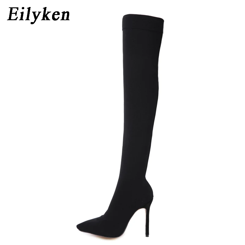 Eilyken/2021 г. Модные Подиумные сапоги стелька из эластичной ткани женские выше
