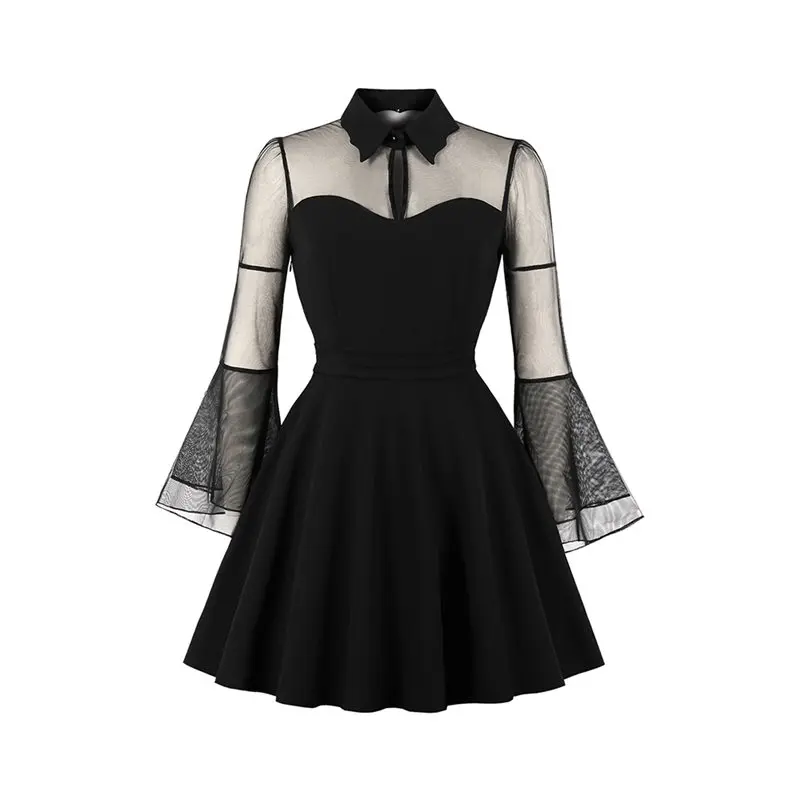 Летнее готическое сексуальное Элегантное Черное женское мини платье с