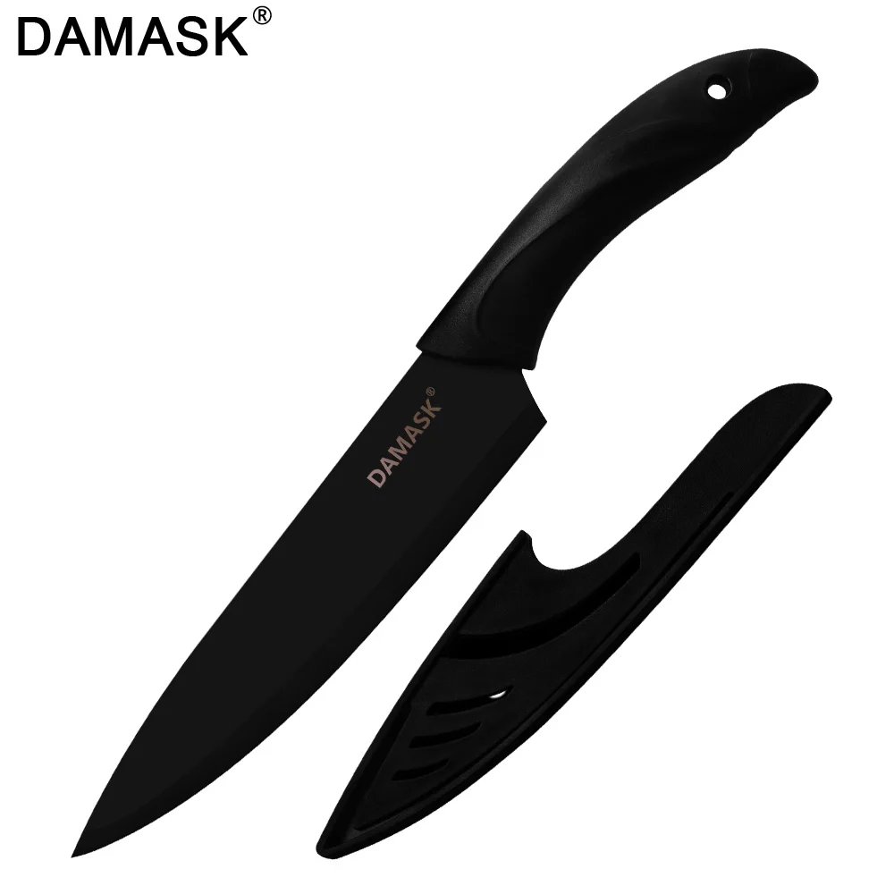8 Inch Chef Дамасский поварской нож 3Cr13 стальные ножи с крышками для нарезки хлеба Santoku Vegetabl нож ABS Ручка кухонные ножи инструменты - Цвет: 8 Inch Chef