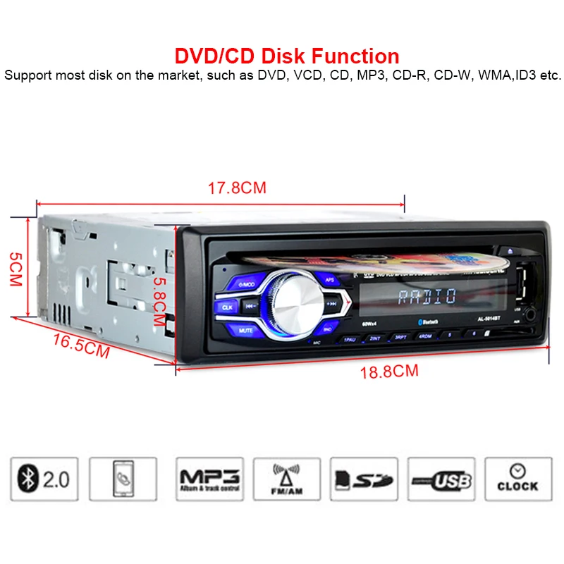 Радио автомобильный dvd-плеер Automotivo 1 Din 12 в Bluetooth Авторадио аудио авто стерео USB AUX DVD VCD CD MP3 SD карты радио Para Carro