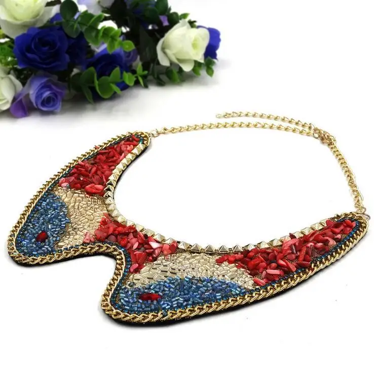 2019 ожерелье-чокер модное этническое винтажное яркое ожерелье с кулоном из бисера