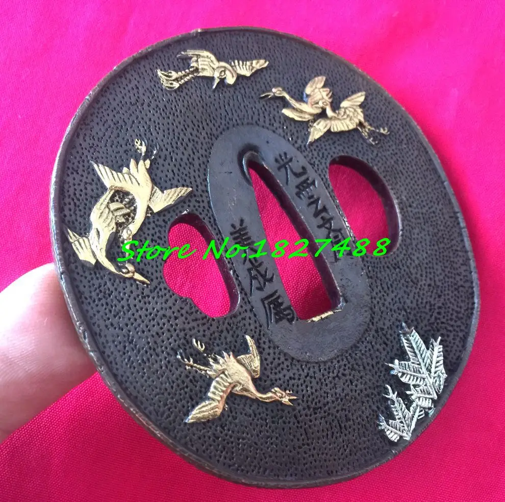 Японский полноразмерный меч журавль TSUBA FUCHI Кашира менуки красивая медная катана