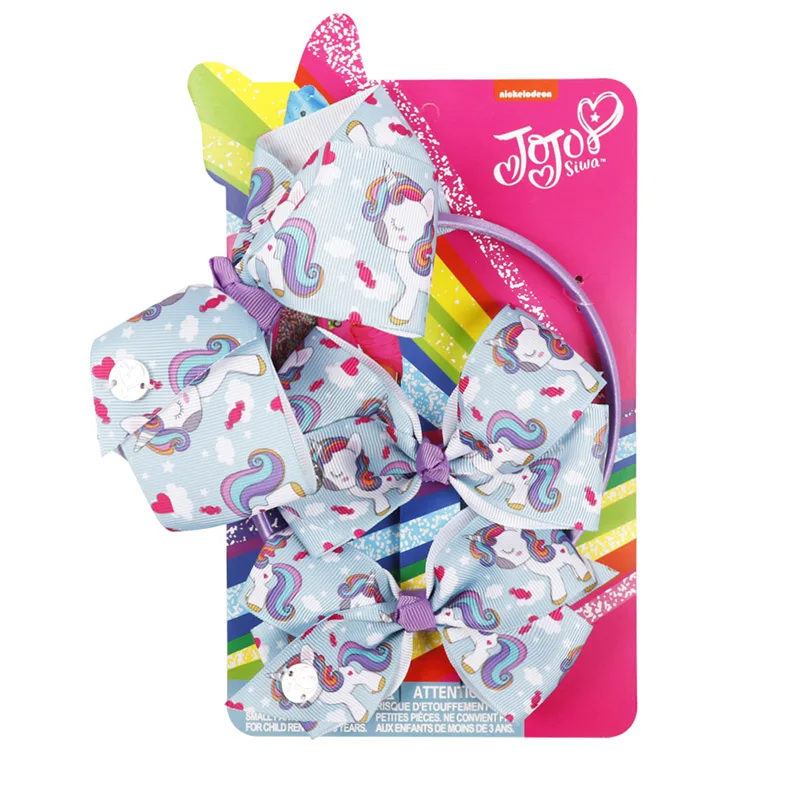 3 шт./компл. 5," Jojo Siwa Единорог JOJO набор бантов лента повязки для волос, аксессуары для волос для девочек бант ручной работы нарисованной длинноволосой девочкой и лентой на голову - Цвет: 6