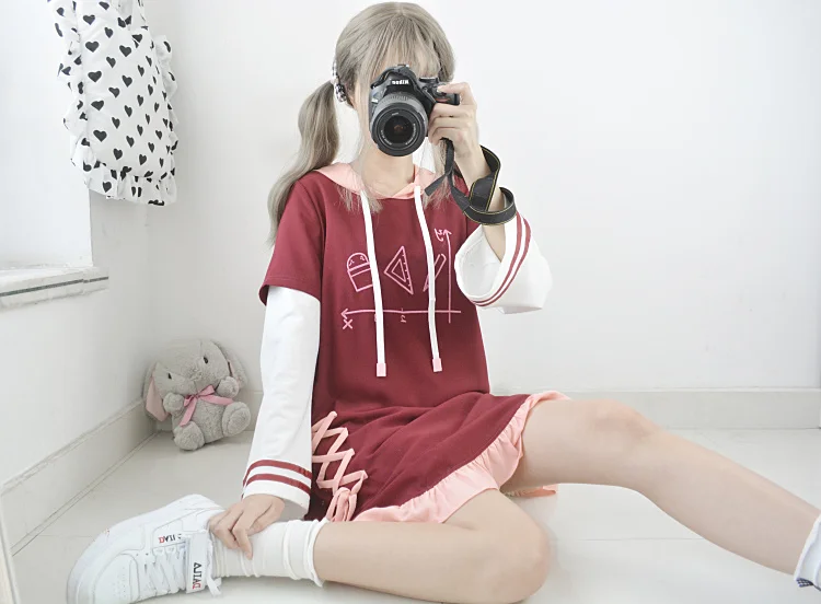 Инструмент для рисования Женское зимнее платье Atumun с капюшоном Harajuku свободное