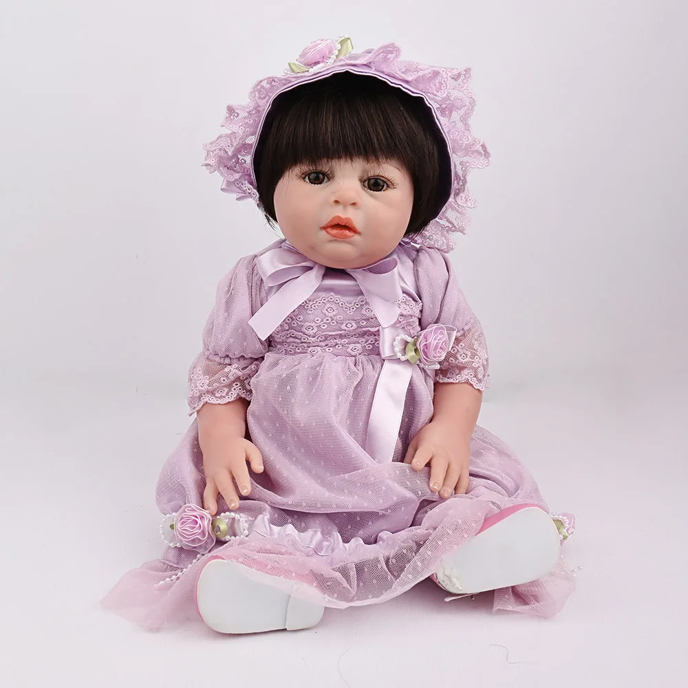 Reborn Baby Doll игрушки для девочек 47 см полностью виниловые реалистичные фиолетовые