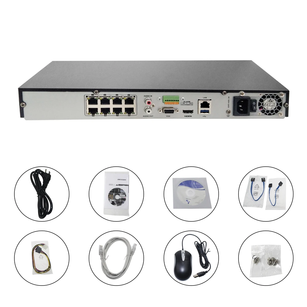 Hikvision 8CH система видеонаблюдения 48V POE NVR комплект Onvif HD 8MP IP камера