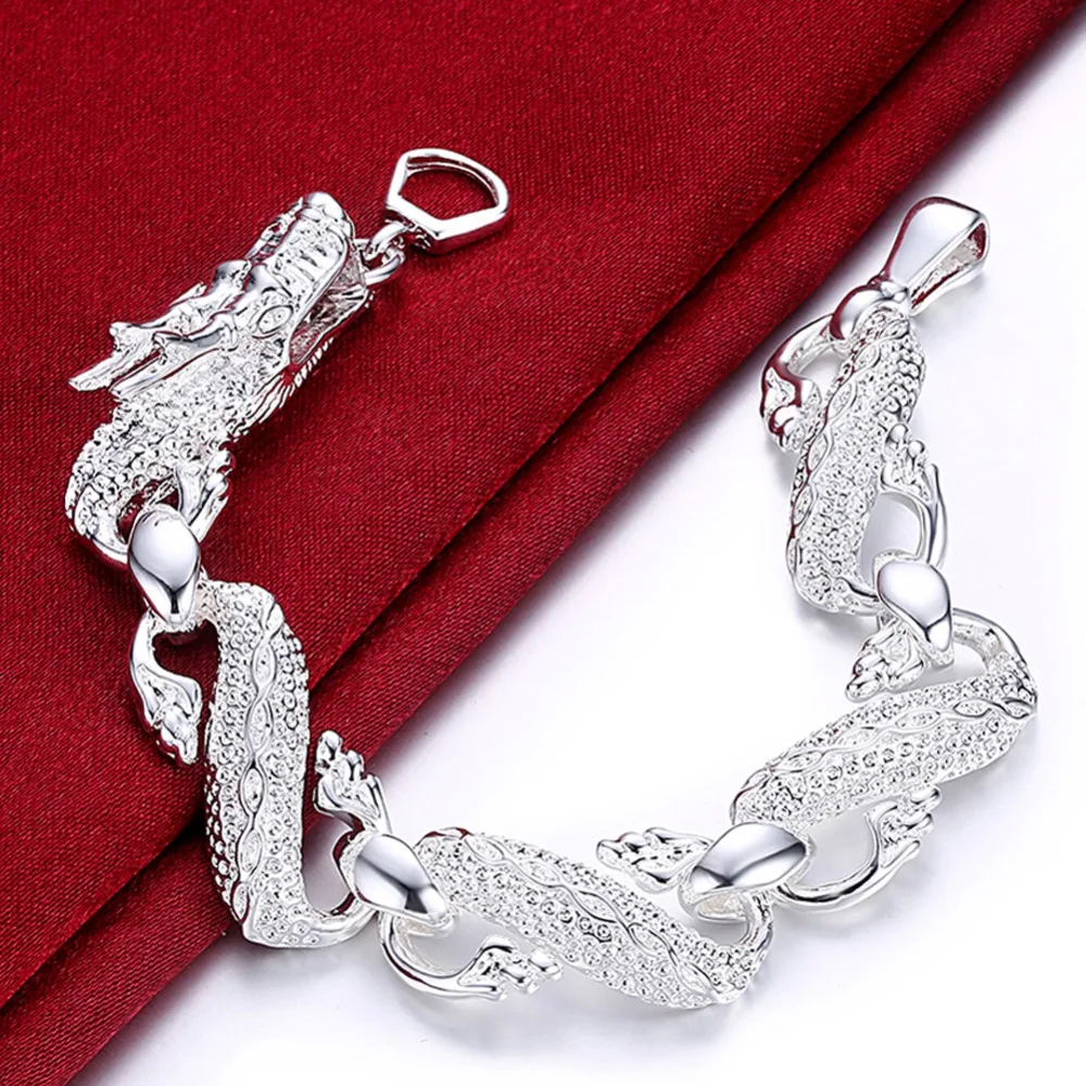 

Vintage Dragon Men Bracelet 925 Sterling Silver White Dragon Chain Bracelet For Male Classic Jewelry