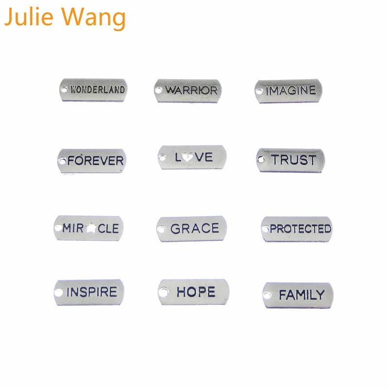 17 шт. прямоугольные английские Подвески Julie Wang с буквами антикварные подвески
