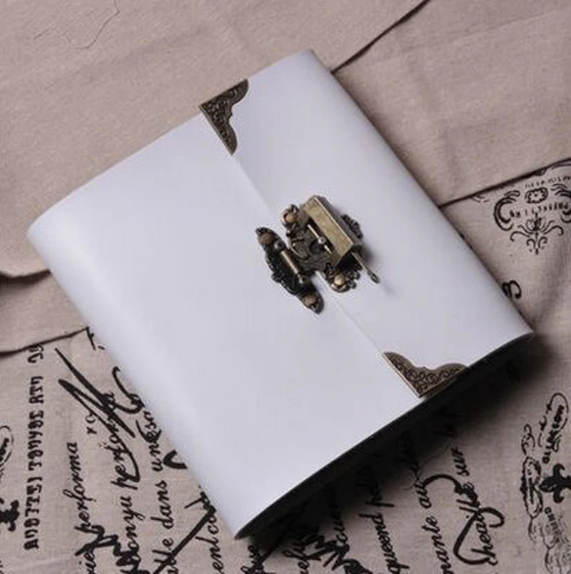 Фотоальбом с белым кожаным замком/альбом для скрапбукинга // Свадебный