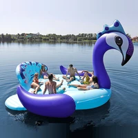 6 person inflatable giant peacock pool float island swimming pool lake beach party floating boat adult water toys air mattresses