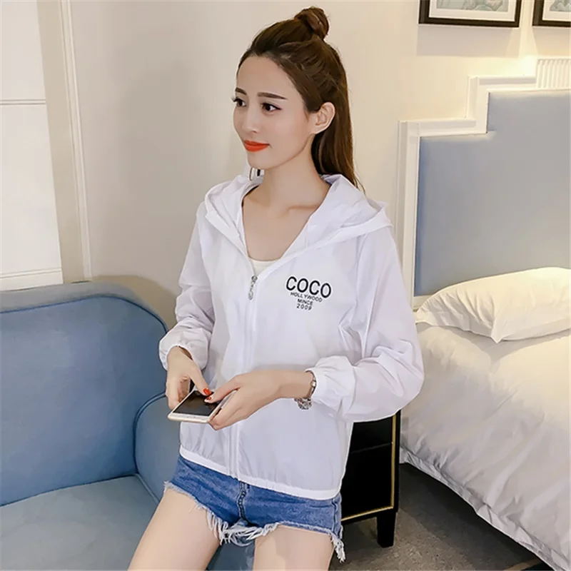 Женская тонкая прозрачная куртка с капюшоном свободная ветровка длинным рукавом