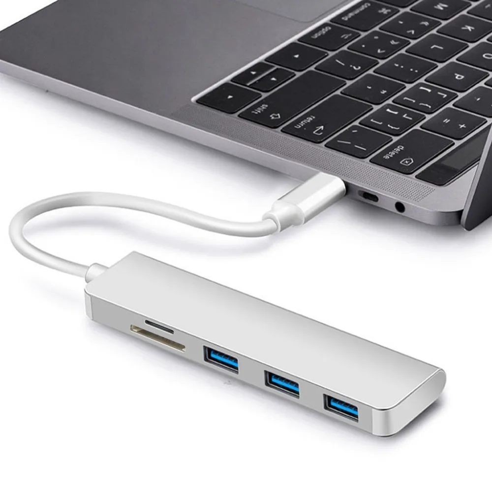 Совместимый с MacBook несколько интерфейсов алюминиевый USB Type-C 5 в 1 концентратор