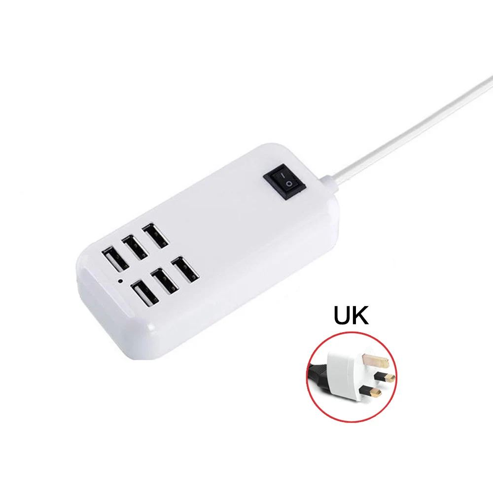 6-Порты USB Зарядное устройство Настольный смарт-адаптер с светодиодный светильник 5 V/3A Быстрая зарядка для iPhone X 8 iPad samsung для зарядки мобильного телефона - Тип штекера: UK plus 6 ports