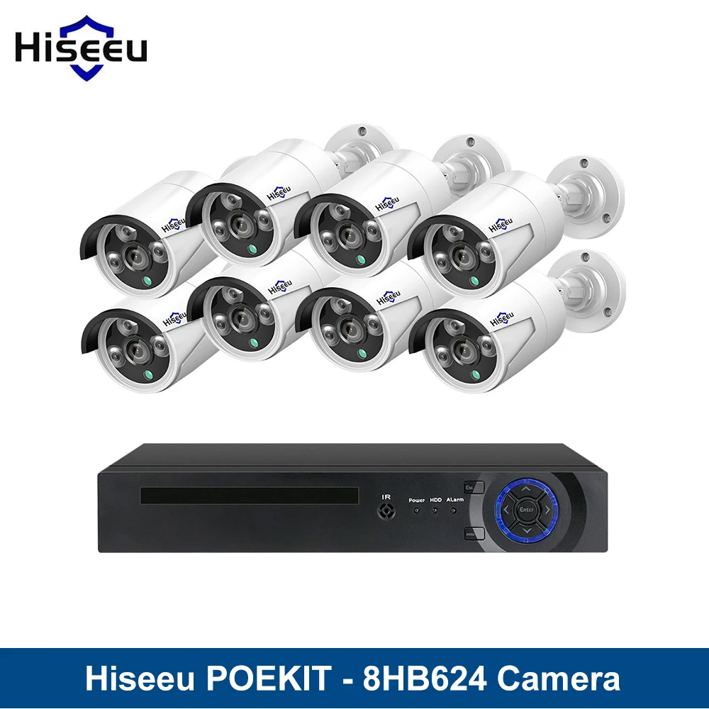 Hiseeu POEKIT 8HB624 мониторинг в реальном времени H.265 оповещение по электронной почте удаленный доступ 8CH 4MP комплект камеры наблюдения CCTV видео набор