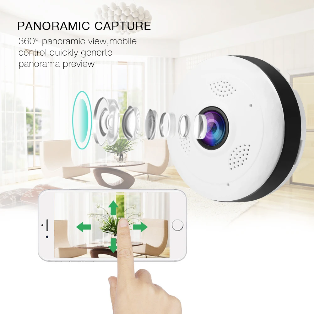 Apleye мини 1080 P IP Камера V380 360 градусов панорамный Беспроводной Fisheye P2P 960 HD Smart Security