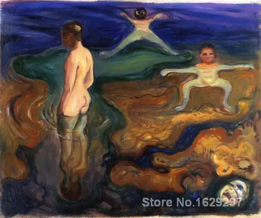 Paintings for living room wall Bathing Boys c. Edvard Munch High quality Hand painted | Дом и сад