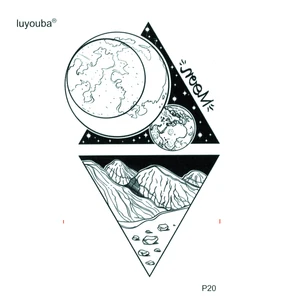 Лунная поверхность, временная татуировка, наклейка, яркие наклейки, Временные татуировки, испытания воды, наклейка с имитацией татуировки