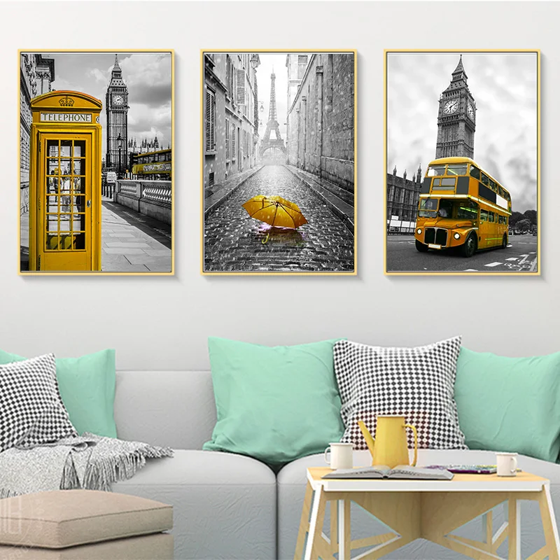Европейский ретро Стиль Лондон улица история автобус путешествия холст живопись