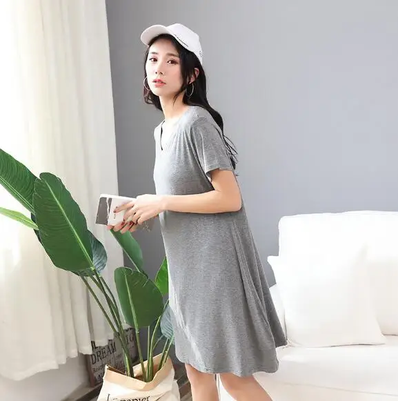 

Summer nightgown women sleepwear casual night gown female nightdress lounge loose nightshirt modal cotton women's night dress