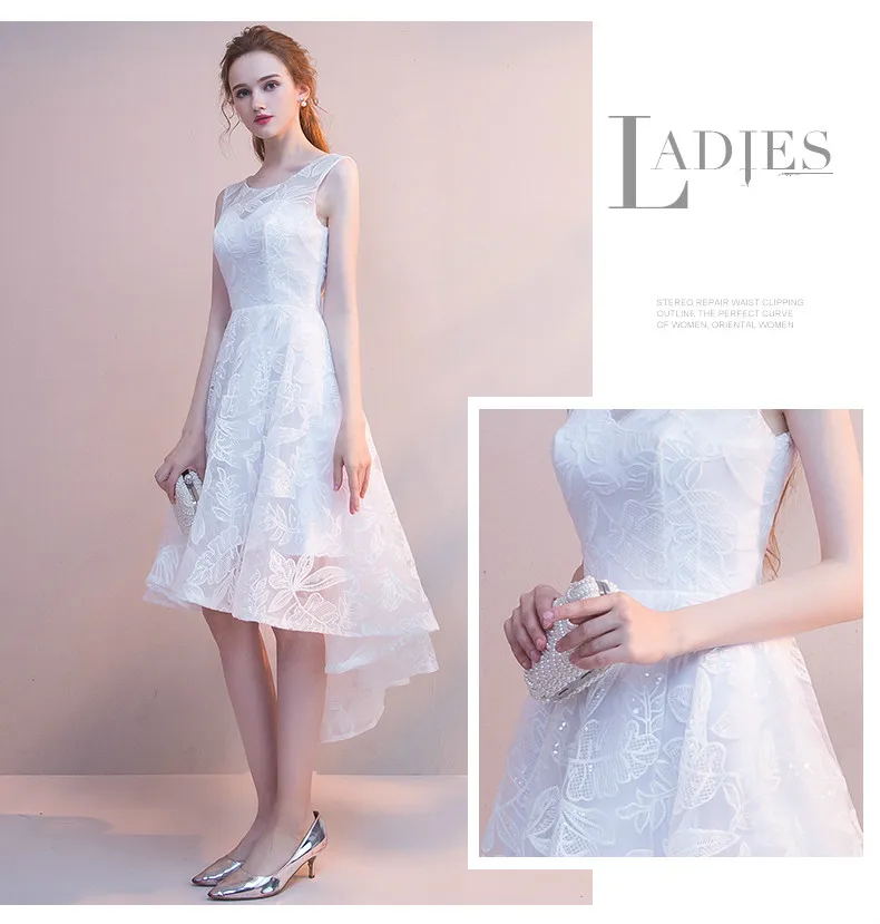 White Simple Evening Gowns Evening Dress Party Elegant Evening Dresses Short Front and Long Rear Short Formal Dress ES2579