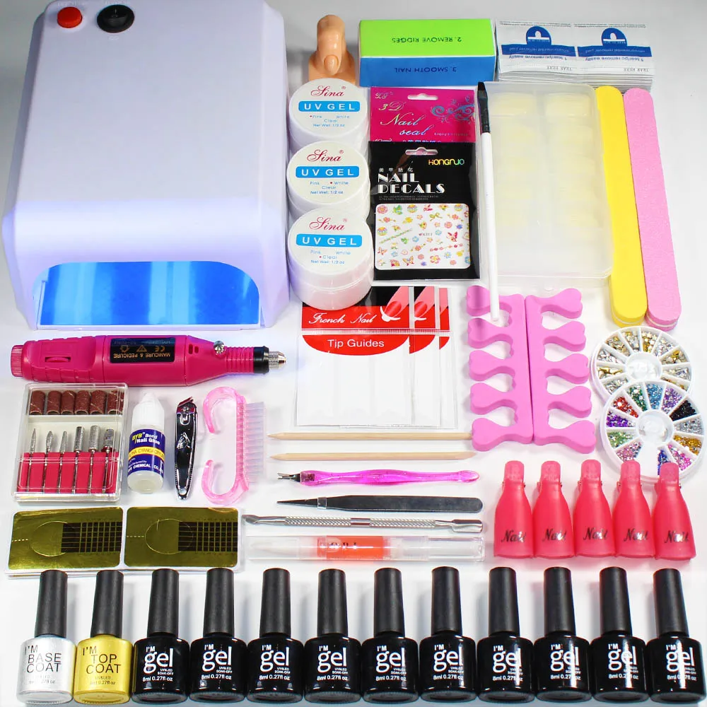 Ногтей маникюрный набор выбрать 10 Цвета гель-лака Base верхнее покрытие для ногтей