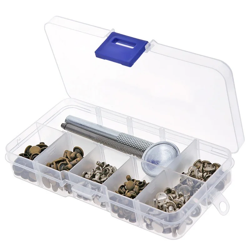 120 Set Silver Bronze Rivets Tubular Metal Single with Fixing Tool Kit For Belts Jackets Leather Craft Repairing Decorating |